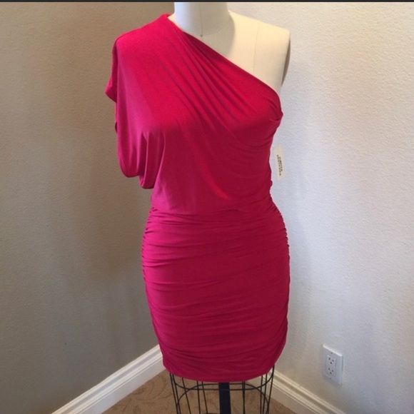 Symphony One Shoulder Red Cocktail Dress - Picture 9 of 9